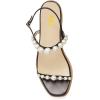 imageFSJ Women Stylish Low Wedge Sandals Summer Open Toe Pearl Ankle Strap Buckle Espadrilles Casual Platform Wedding Bridal Dressy Shoes Size 416 USBlack