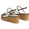 imageFSJ Women Stylish Low Wedge Sandals Summer Open Toe Pearl Ankle Strap Buckle Espadrilles Casual Platform Wedding Bridal Dressy Shoes Size 416 USBlack