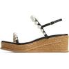 imageFSJ Women Stylish Low Wedge Sandals Summer Open Toe Pearl Ankle Strap Buckle Espadrilles Casual Platform Wedding Bridal Dressy Shoes Size 416 USBlack