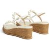imageFSJ Women Stylish Low Wedge Sandals Summer Open Toe Pearl Ankle Strap Buckle Espadrilles Casual Platform Wedding Bridal Dressy Shoes Size 416 USWhite