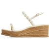 imageFSJ Women Stylish Low Wedge Sandals Summer Open Toe Pearl Ankle Strap Buckle Espadrilles Casual Platform Wedding Bridal Dressy Shoes Size 416 USWhite