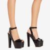 imageFSJ Women Super High Block Chunky Platform Heel Peep Toe Ankle Strap Sandals Sexy Slingback Buckle Prom Pump Shoes Size 416 USBlack