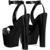 imageFSJ Women Super High Block Chunky Platform Heel Peep Toe Ankle Strap Sandals Sexy Slingback Buckle Prom Pump Shoes Size 416 USBlack
