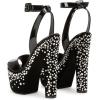imageFSJ Women Super High Block Chunky Platform Heel Peep Toe Ankle Strap Sandals Sexy Slingback Buckle Prom Pump Shoes Size 416 USBlack Rhinestones