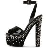 imageFSJ Women Super High Block Chunky Platform Heel Peep Toe Ankle Strap Sandals Sexy Slingback Buckle Prom Pump Shoes Size 416 USBlack Rhinestones