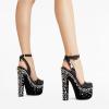 imageFSJ Women Super High Block Chunky Platform Heel Peep Toe Ankle Strap Sandals Sexy Slingback Buckle Prom Pump Shoes Size 416 USBlack Rhinestones
