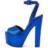 imageFSJ Women Super High Block Chunky Platform Heel Peep Toe Ankle Strap Sandals Sexy Slingback Buckle Prom Pump Shoes Size 416 USBlue
