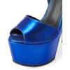 imageFSJ Women Super High Block Chunky Platform Heel Peep Toe Ankle Strap Sandals Sexy Slingback Buckle Prom Pump Shoes Size 416 USBlue
