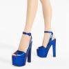 imageFSJ Women Super High Block Chunky Platform Heel Peep Toe Ankle Strap Sandals Sexy Slingback Buckle Prom Pump Shoes Size 416 USBlue