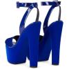 imageFSJ Women Super High Block Chunky Platform Heel Peep Toe Ankle Strap Sandals Sexy Slingback Buckle Prom Pump Shoes Size 416 USBlue Patent