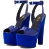 imageFSJ Women Super High Block Chunky Platform Heel Peep Toe Ankle Strap Sandals Sexy Slingback Buckle Prom Pump Shoes Size 416 USBlue Patent