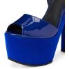 imageFSJ Women Super High Block Chunky Platform Heel Peep Toe Ankle Strap Sandals Sexy Slingback Buckle Prom Pump Shoes Size 416 USBlue Patent