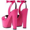 imageFSJ Women Super High Block Chunky Platform Heel Peep Toe Ankle Strap Sandals Sexy Slingback Buckle Prom Pump Shoes Size 416 USHot Pink