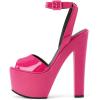 imageFSJ Women Super High Block Chunky Platform Heel Peep Toe Ankle Strap Sandals Sexy Slingback Buckle Prom Pump Shoes Size 416 USHot Pink