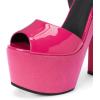 imageFSJ Women Super High Block Chunky Platform Heel Peep Toe Ankle Strap Sandals Sexy Slingback Buckle Prom Pump Shoes Size 416 USHot Pink