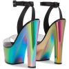 imageFSJ Women Super High Block Chunky Platform Heel Peep Toe Ankle Strap Sandals Sexy Slingback Buckle Prom Pump Shoes Size 416 USMulticolor Clear