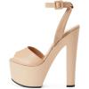 imageFSJ Women Super High Block Chunky Platform Heel Peep Toe Ankle Strap Sandals Sexy Slingback Buckle Prom Pump Shoes Size 416 USNude