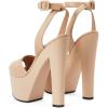 imageFSJ Women Super High Block Chunky Platform Heel Peep Toe Ankle Strap Sandals Sexy Slingback Buckle Prom Pump Shoes Size 416 USNude