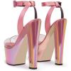 imageFSJ Women Super High Block Chunky Platform Heel Peep Toe Ankle Strap Sandals Sexy Slingback Buckle Prom Pump Shoes Size 416 USPink Clear Laser