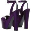 imageFSJ Women Super High Block Chunky Platform Heel Peep Toe Ankle Strap Sandals Sexy Slingback Buckle Prom Pump Shoes Size 416 USPurple