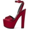 imageFSJ Women Super High Block Chunky Platform Heel Peep Toe Ankle Strap Sandals Sexy Slingback Buckle Prom Pump Shoes Size 416 USRed