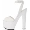 imageFSJ Women Super High Block Chunky Platform Heel Peep Toe Ankle Strap Sandals Sexy Slingback Buckle Prom Pump Shoes Size 416 USWhite