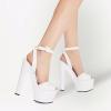 imageFSJ Women Super High Block Chunky Platform Heel Peep Toe Ankle Strap Sandals Sexy Slingback Buckle Prom Pump Shoes Size 416 USWhite