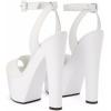 imageFSJ Women Super High Block Chunky Platform Heel Peep Toe Ankle Strap Sandals Sexy Slingback Buckle Prom Pump Shoes Size 416 USWhite