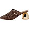 imageFSJ Women Woven Mule Sandals Gold Block Heel Closed Toe Hollow Out Braided Slip On Comfort Summer Shoes Size 416 USBrown