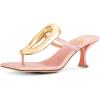 imageFSJ Women Chic Open Toe Kitten Heel Flip Flops Slip On Gold Detail Low Heeled Thong Sandals Casual Summer Beach Fashion Slides Size 416 USPink