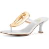 imageFSJ Women Chic Open Toe Kitten Heel Flip Flops Slip On Gold Detail Low Heeled Thong Sandals Casual Summer Beach Fashion Slides Size 416 USWhite