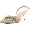 imageFSJ Women Crystal Studded Clear Pumps Sparkle Rhinestones Mid Low Heel Sandals Slingback Dorsay Pointed Toe Wedding Shoes Size 415 USLight Gold