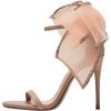 imageFSJ Women Cute Bow Heeled Sandals Open Toe Stiletto Heels One Strap Bridal Wedding Mesh Rhinestone Pearl Bow Knot Dress Shoes Size 416 USNude