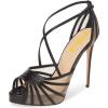 imageFSJ Women Elegant Peep Toe Crisscross Platform Sandals Ankle Strappy Stiletto High Heel Pumps DOrsay Wedding Dress Shoes US Size 415Black