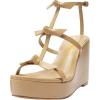 imageFSJ Women High Heels Platform Wedge Heel Sandals Sexy Open Toe Gladiator T Strap Bow Summer Walking Dressy Shoes Size 416 USWheat