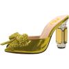 imageFSJ Women Luxury Crystal Chunky Heeled Mules Rhinestone Bow Peep Toe Slip On Backless Gem Slide Sandals Summer Slipper Shoes Size 415 USOlive Green