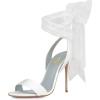 imageFSJ Women Open Toe Stiletto High Heel Sandals Laceup Cute Satin Bowknot Heeled Sandals Sexy Strappy Summer Wedding Party Dress Shoes Size 416 USWhite Mesh