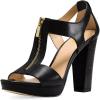 imageFSJ Women Peep Open Toe TStrap Front Zipper Chunky Stacked High Heel Sandal Booties Platform Pumps Shoes Size 415 USBlack