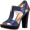 imageFSJ Women Peep Open Toe TStrap Front Zipper Chunky Stacked High Heel Sandal Booties Platform Pumps Shoes Size 415 USBlue