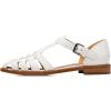 imageFSJ Women Retro Closed Toe Flats Sandals Low Block Heel Woven Roman Ankle Strap Hollow Caged Summer Fisherman Sandals Shoes Size 416 USWhite