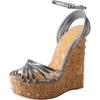 imageFSJ Women Rivet Studded Wedges Sandals Platform Cork High Heel Peep Toe Ankle Strap Buckle Sexy Strappy Party Shoes Size 416 USSilver
