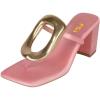 imageFSJ Women Square Open Toe Heeled Sandals Chunky Block Heel Flip Flops Slip On Gold Detail Thong Sandals Comfy Summer Fashion Slides Size 416 USPink