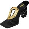 imageFSJ Women Square Open Toe Thong High Heel Sandals Gold Detail Chain Heel Flip Flops SlipOn Summer Mules Sexy Slippers Size 416 USBlack