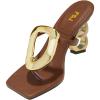 imageFSJ Women Square Open Toe Thong High Heel Sandals Gold Detail Chain Heel Flip Flops SlipOn Summer Mules Sexy Slippers Size 416 USBrown