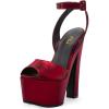 imageFSJ Women Super High Block Chunky Platform Heel Peep Toe Ankle Strap Sandals Sexy Slingback Buckle Prom Pump Shoes Size 416 USRed