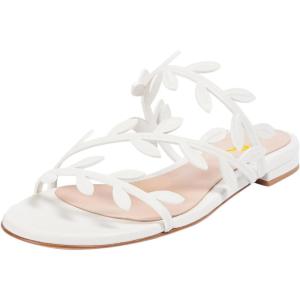 imageFSJ Women Crystal Embellished Evening Sandals Flat Sexy Open Toe Leaves Strappy Summer Event Wedding Shoes Sizes 416 USWhite