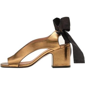 imageFSJ Women Open Toe V Cut Platform Sandals with Ribbon Tie Up Comfort Block Chunky Heels Fashion Dance Dress Pumps Shoes Size 416 USGolden