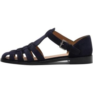imageFSJ Women Retro Closed Toe Flats Sandals Low Block Heel Woven Roman Ankle Strap Hollow Caged Summer Fisherman Sandals Shoes Size 416 USBlue Suede