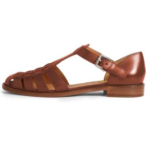 imageFSJ Women Retro Closed Toe Flats Sandals Low Block Heel Woven Roman Ankle Strap Hollow Caged Summer Fisherman Sandals Shoes Size 416 USBrown