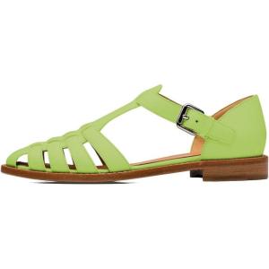 imageFSJ Women Retro Closed Toe Flats Sandals Low Block Heel Woven Roman Ankle Strap Hollow Caged Summer Fisherman Sandals Shoes Size 416 USLight Green